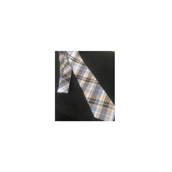 Vintage Calvin‎ Klein 100% Silk Tie Grey Plaid - Picture 1 of 3